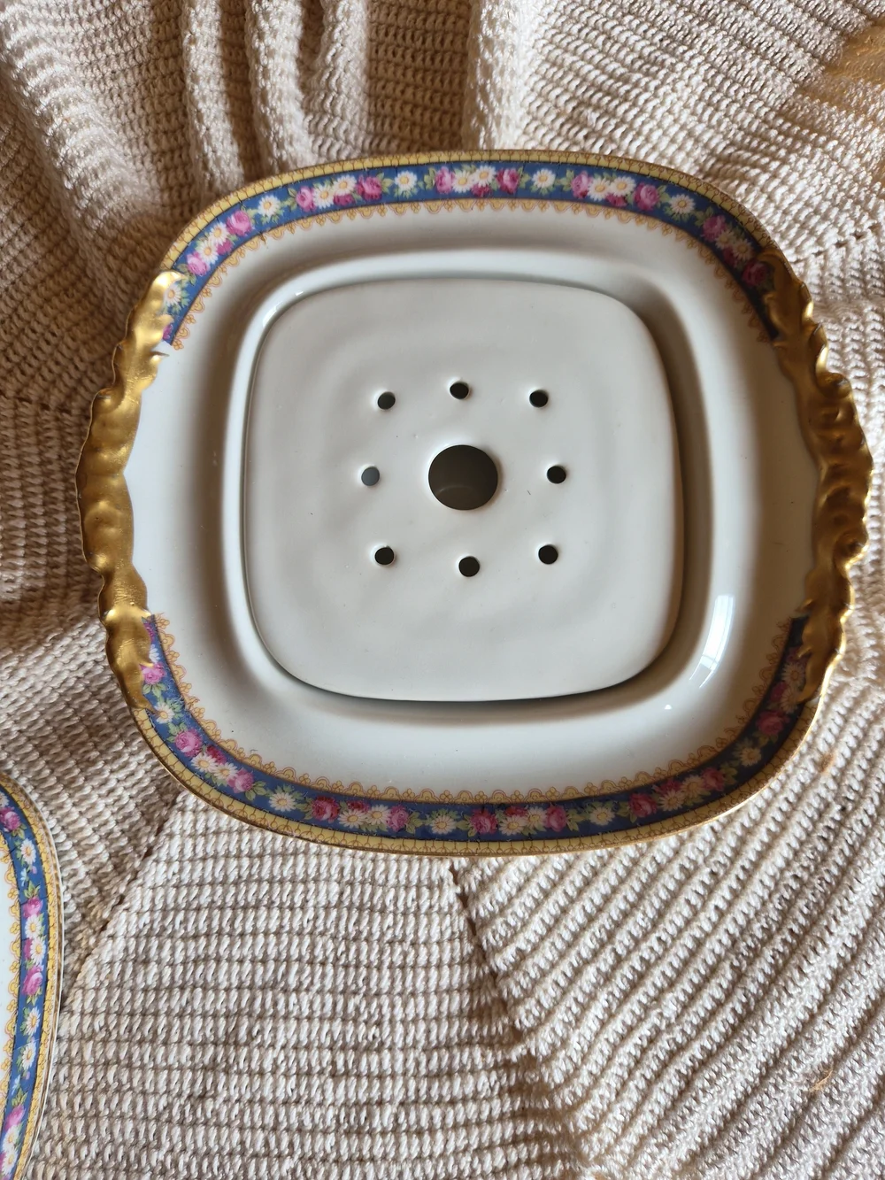 Antique J. Pouyat Limoges France Porcelain Butter Dish Floral
